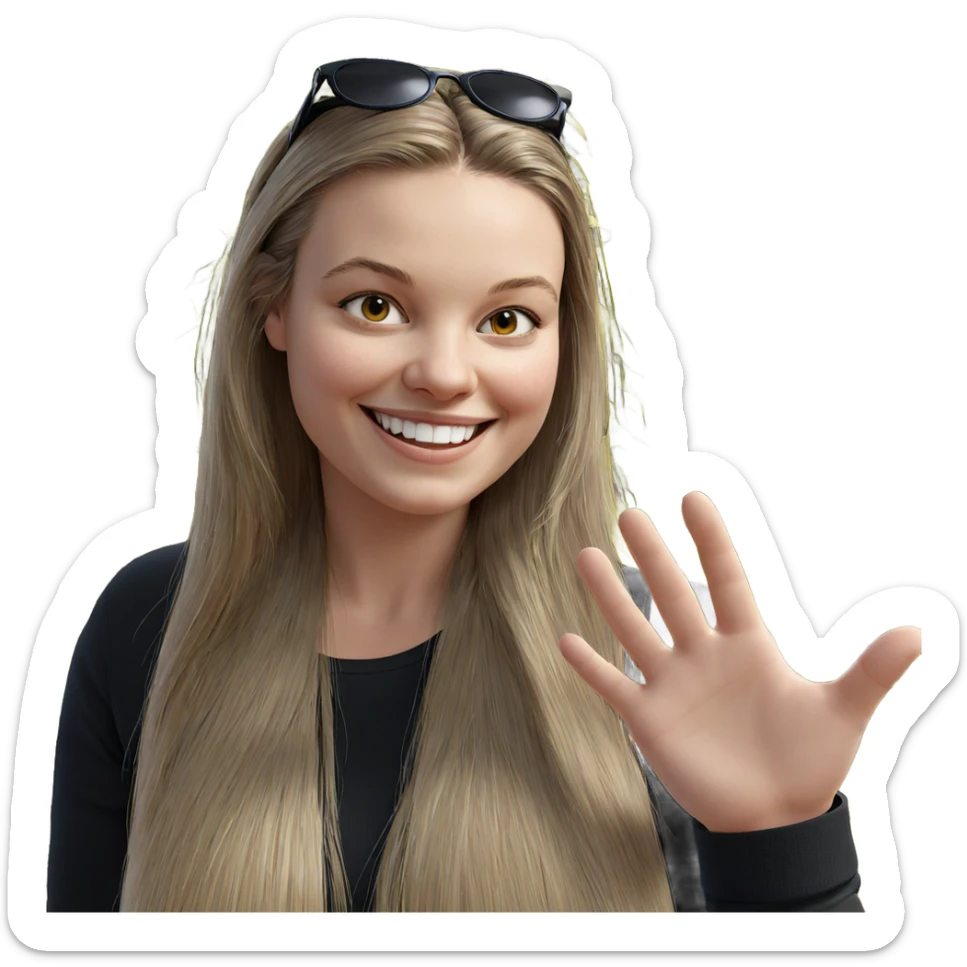 smiling girl with sunglasses sticker