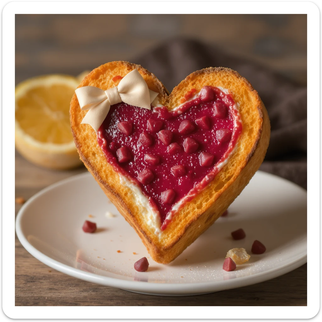 food heart emoji with a bow accent sticker