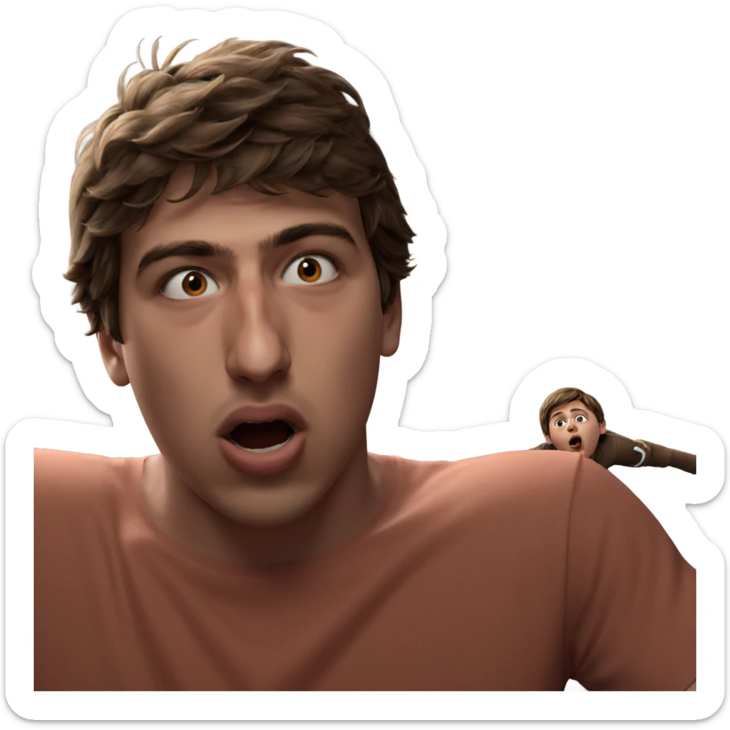brown haired boy in shock sticker