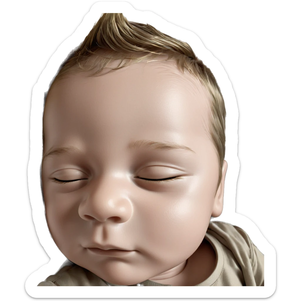 serene boy with closed eyes sticker
