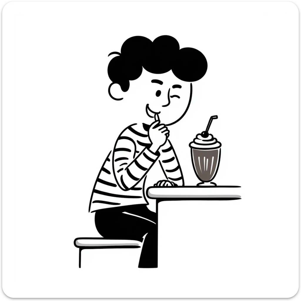 Add whipped cream on top of the chocolate milkshake, keep the hand-drawn doodle style. sticker