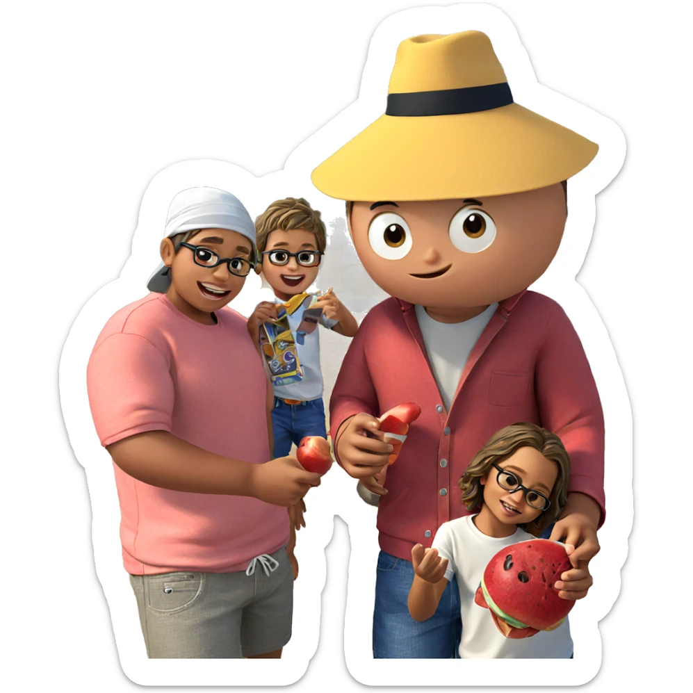 boys enjoying summer day sticker