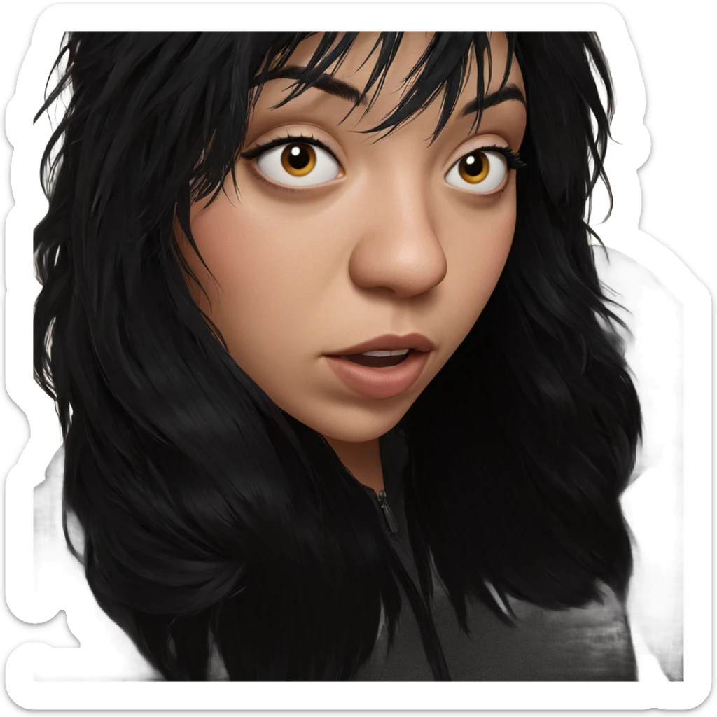 girl with black hair posing sticker