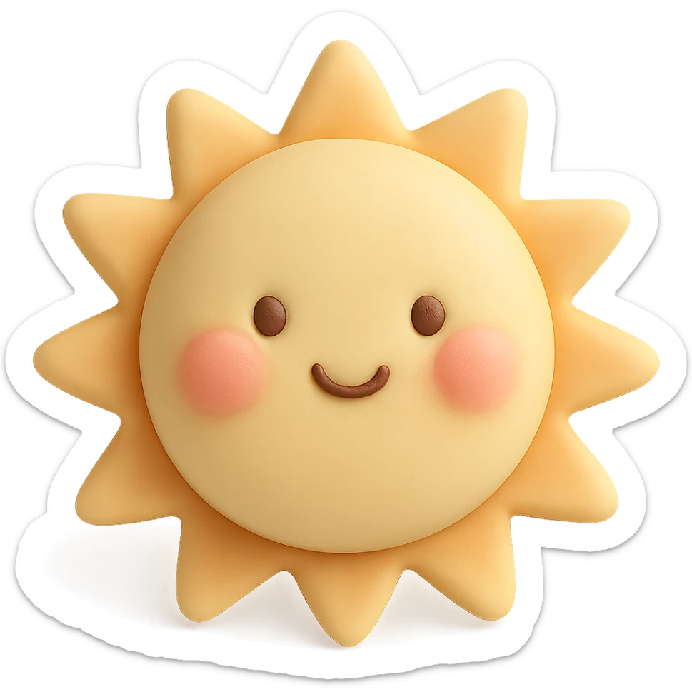 adorable puffy summer sun with blushing cheeks sticker
