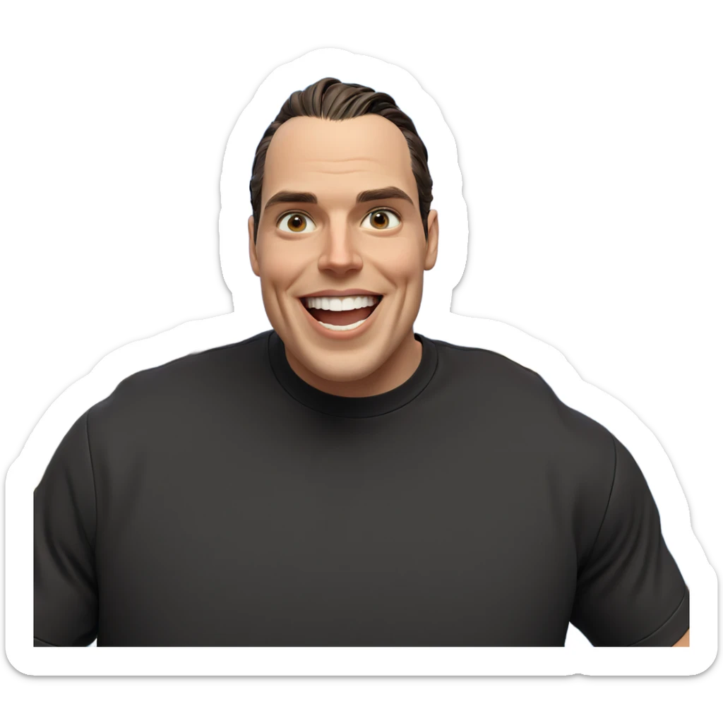 smiling boy in black shirt sticker