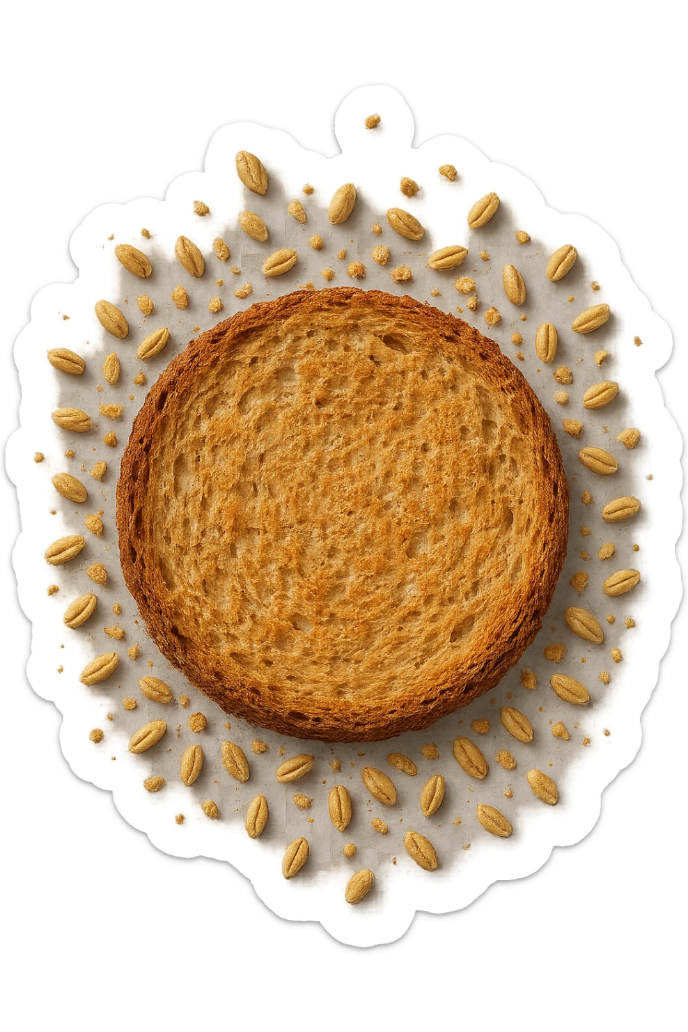 crusta di frumento a cereali spezzettati vista dall'alto, iperrealistiche 4k sticker