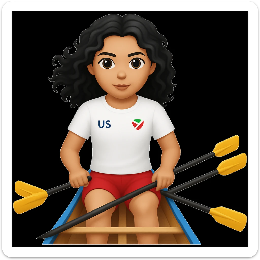 Make the girl's outfit red shorts and a white short-sleeved t-shirt in the style of apple style emojis sticker