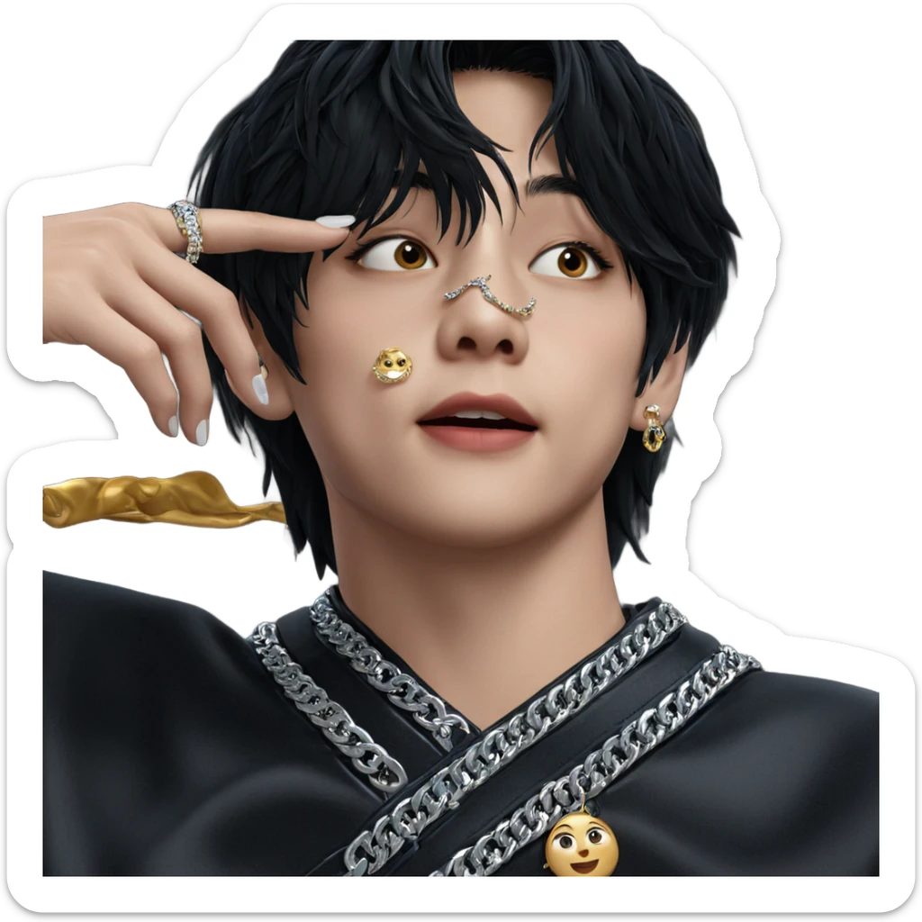 girl in jacket with jewelry sticker