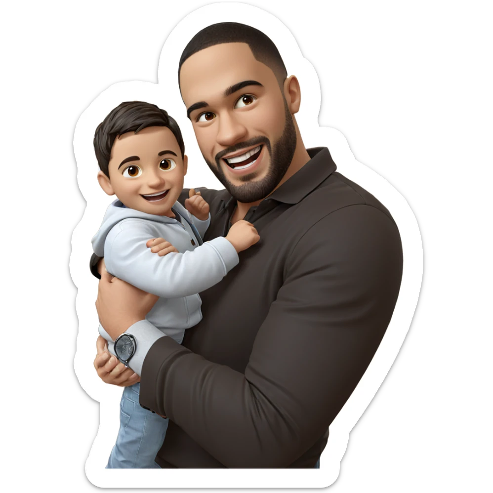 father and son joyful moment sticker