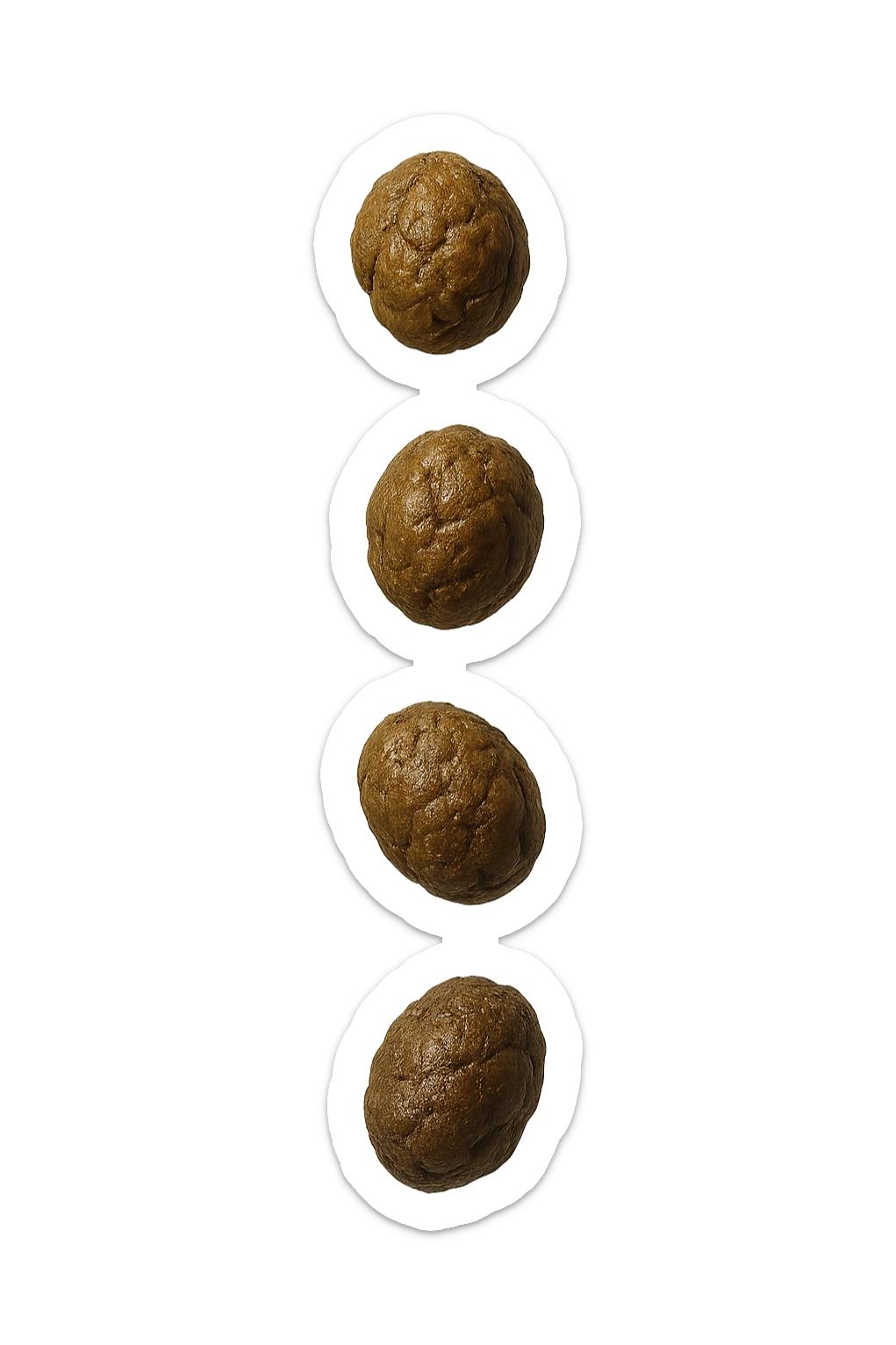 FECI DI ANIMALE A PALLINE UN PO' ALLUNGATE CADONO DALL'ALTO VERTICALMENTE, IPERREALISTICO 4K sticker