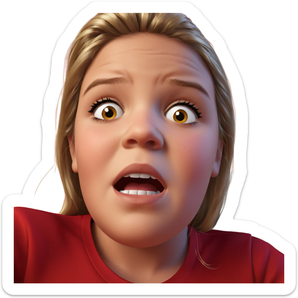 girl in red shirt indoors sticker