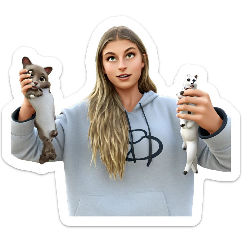 girl holding animal in nature sticker