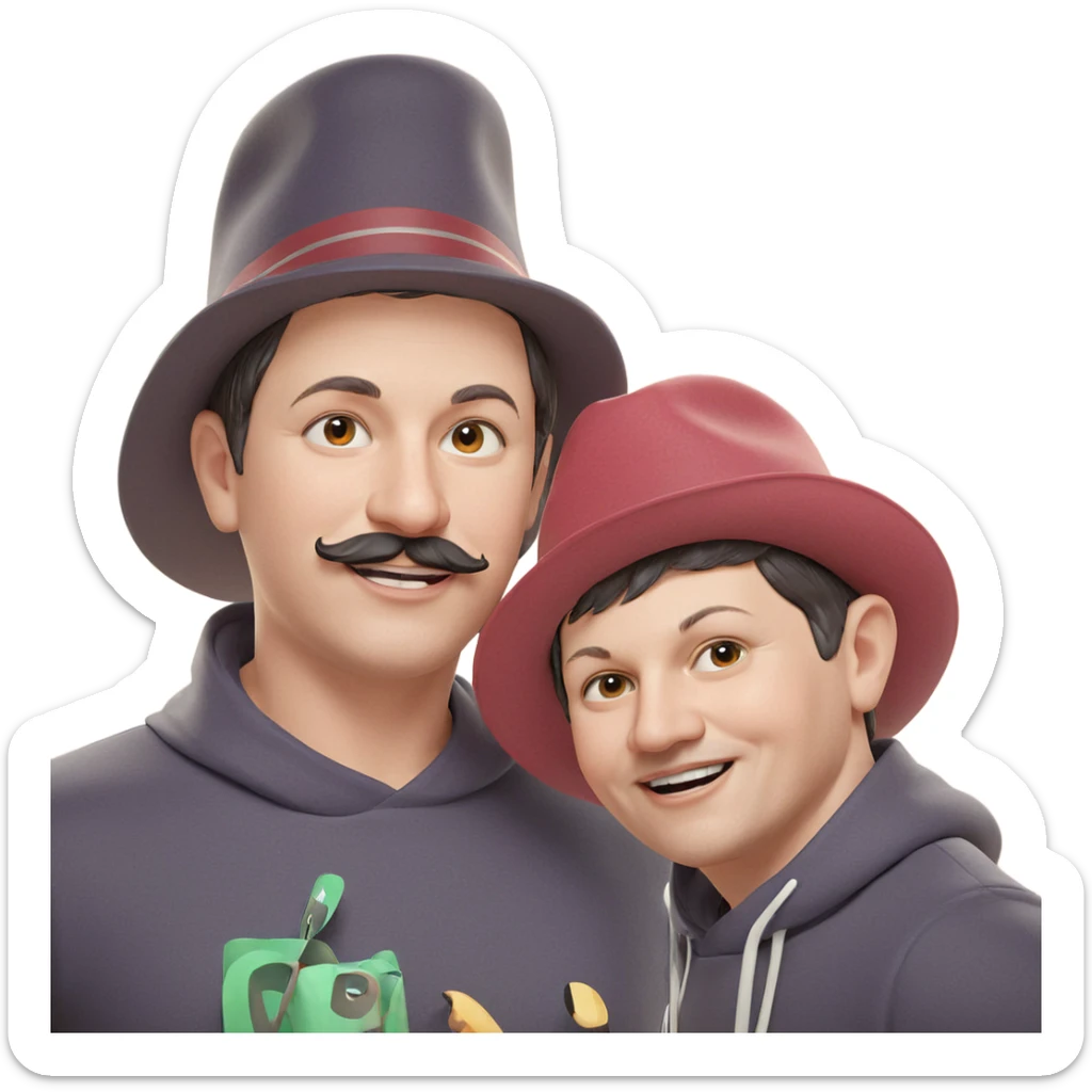 boys with hats and mustaches sticker