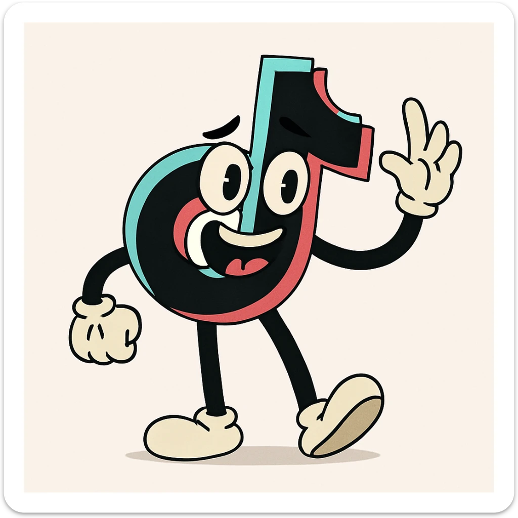 TikTok logo, minimalist, modern, white background sticker