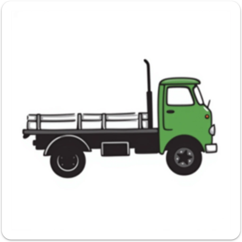 ZIL 130 Soviet truck with green cabin and flatbed, classic vintage Russian truck from 1960s sticker