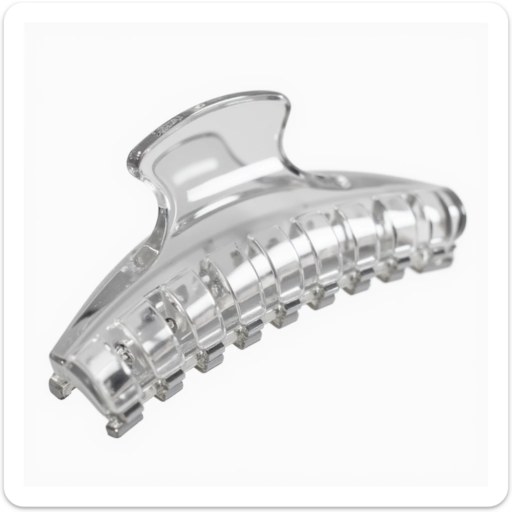 realistic hairclip made of clear acrylic, photorealistic, isolated, no hair, neutral background sticker