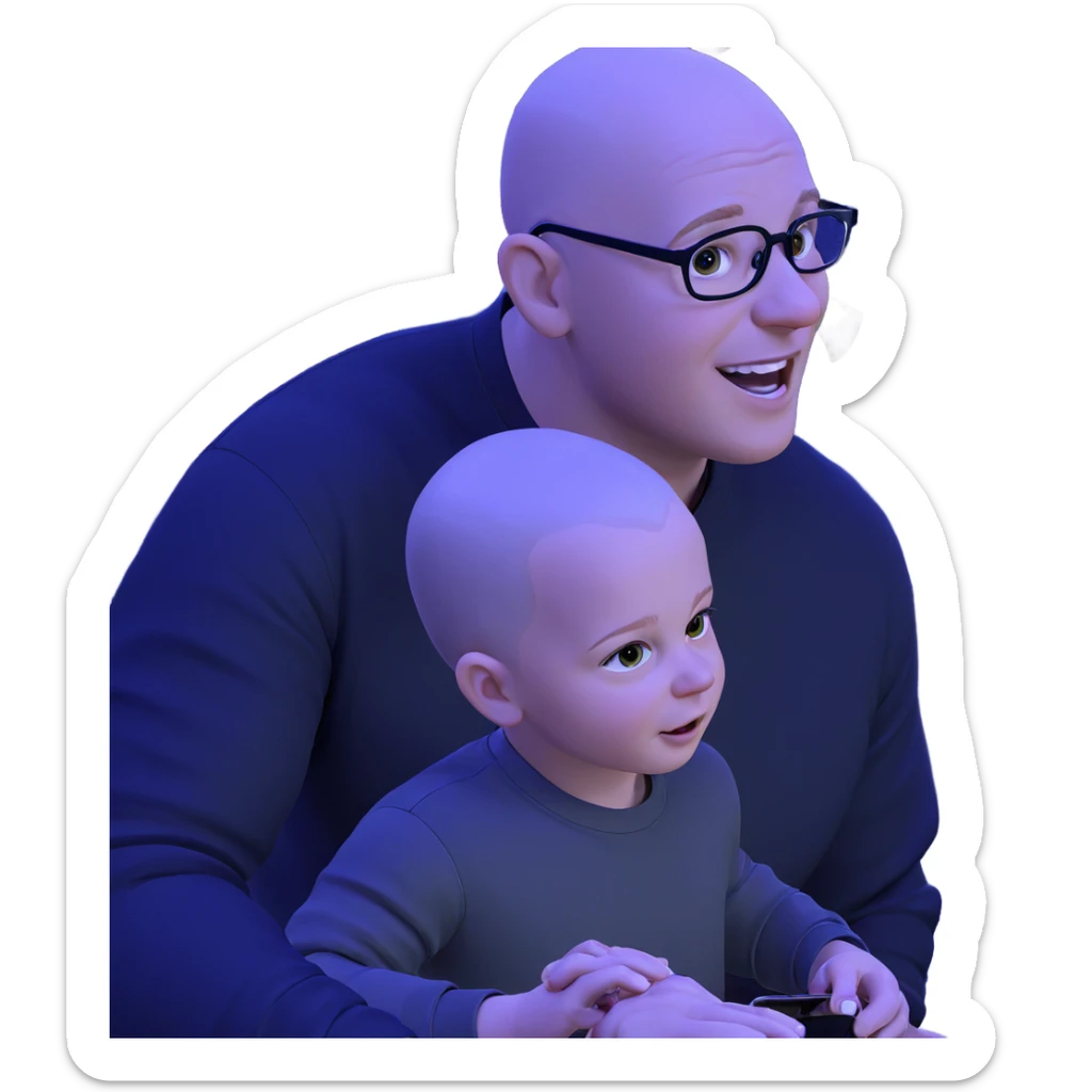 bald boys in glasses sticker