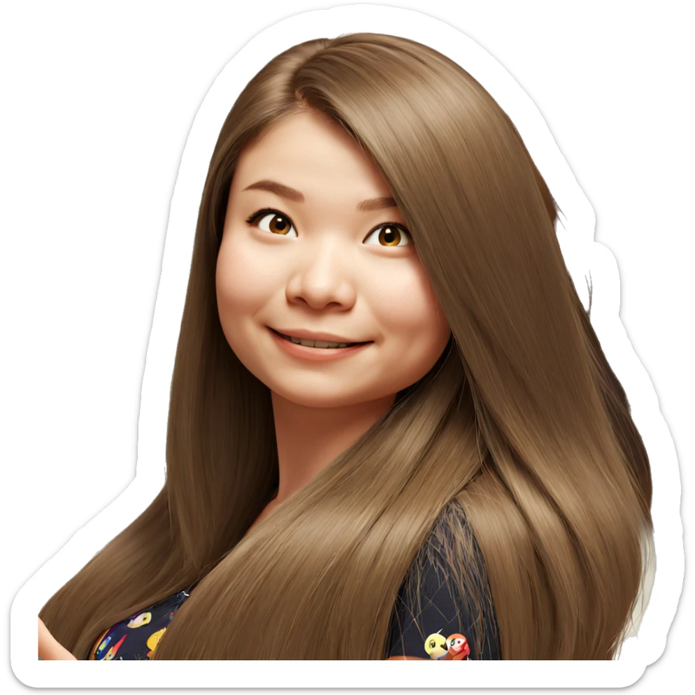 smiling girl with long hair sticker