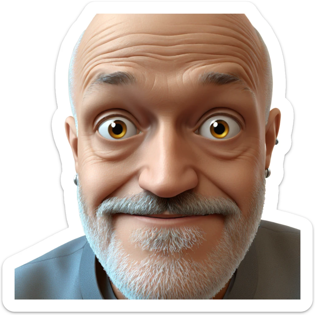 bald man with earrings portrait sticker