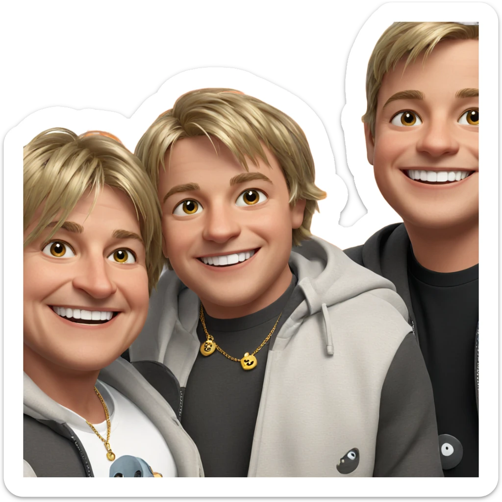 boys smiling with jewelry sticker