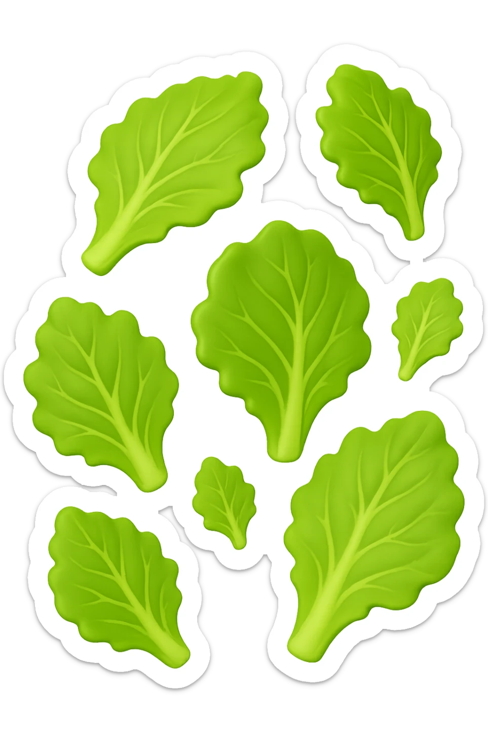 EMOJI STILE IPHONE 3D DI foglie di insalata che fluttuano in aria sticker