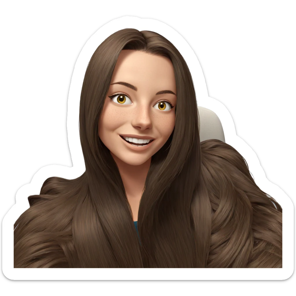 smiling girl with long hair sticker