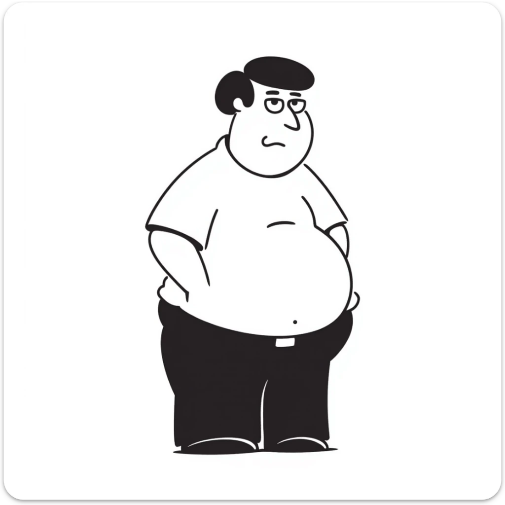 Peter Griffin from Family Guy with a pregnant belly, wearing his signature outfit sticker