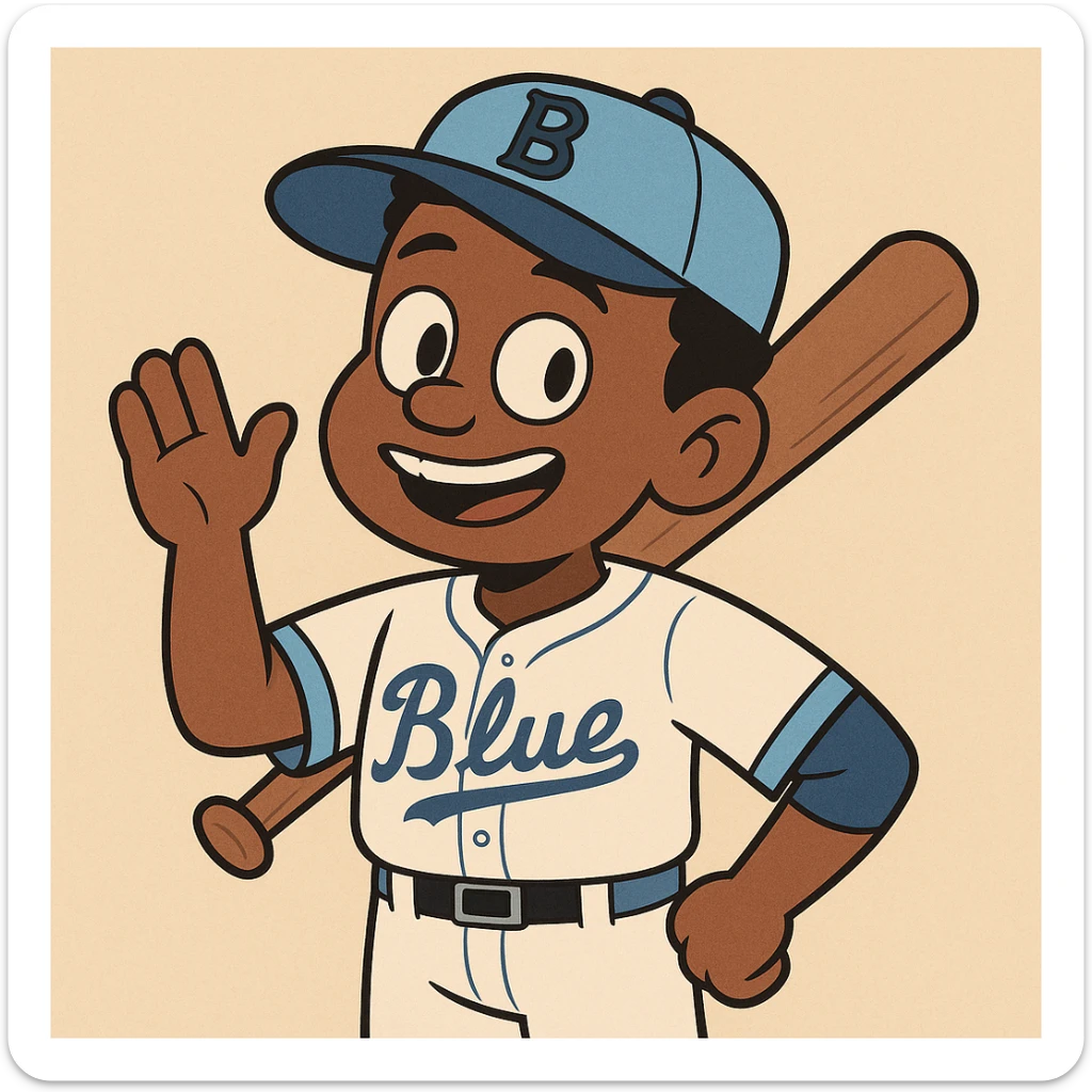 Light blue Little people pictures a boy Jackie Robinson Witam by 20 Label Sanches Vegas Mustined by Linzie Heater sticker