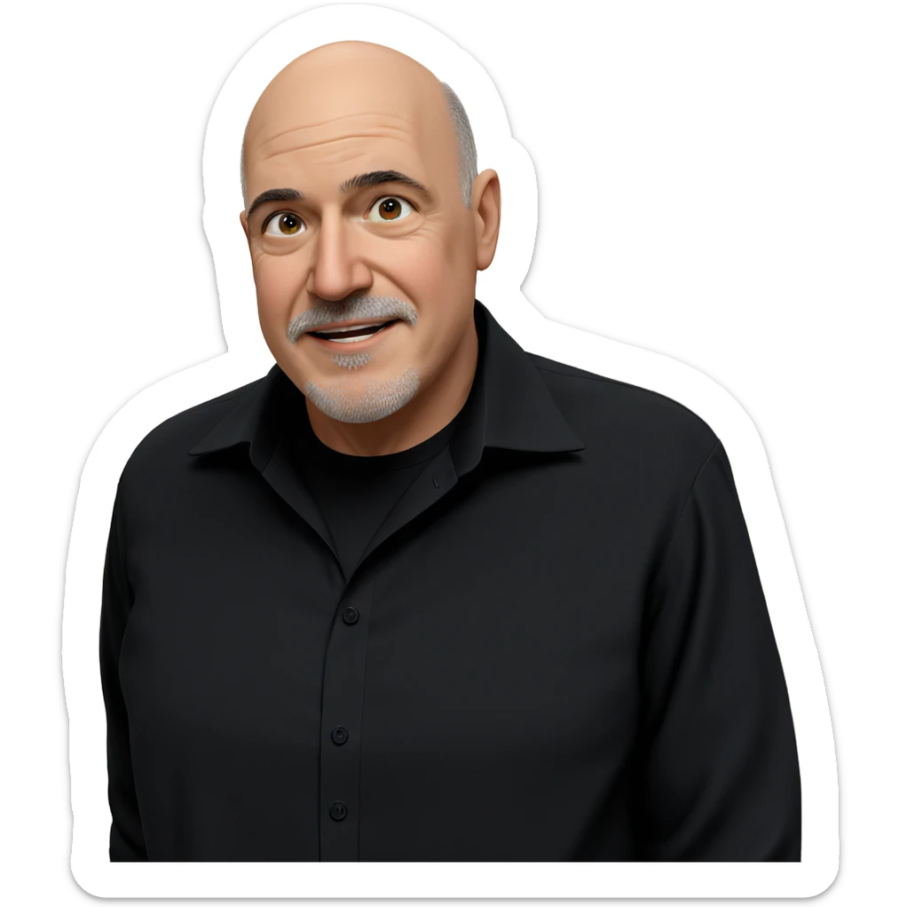 bald man in black shirt sticker