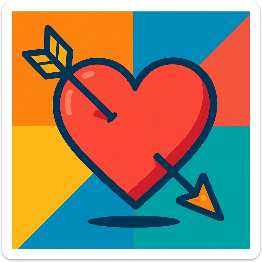 heart with arrow, cartoon style, vibrant colors sticker