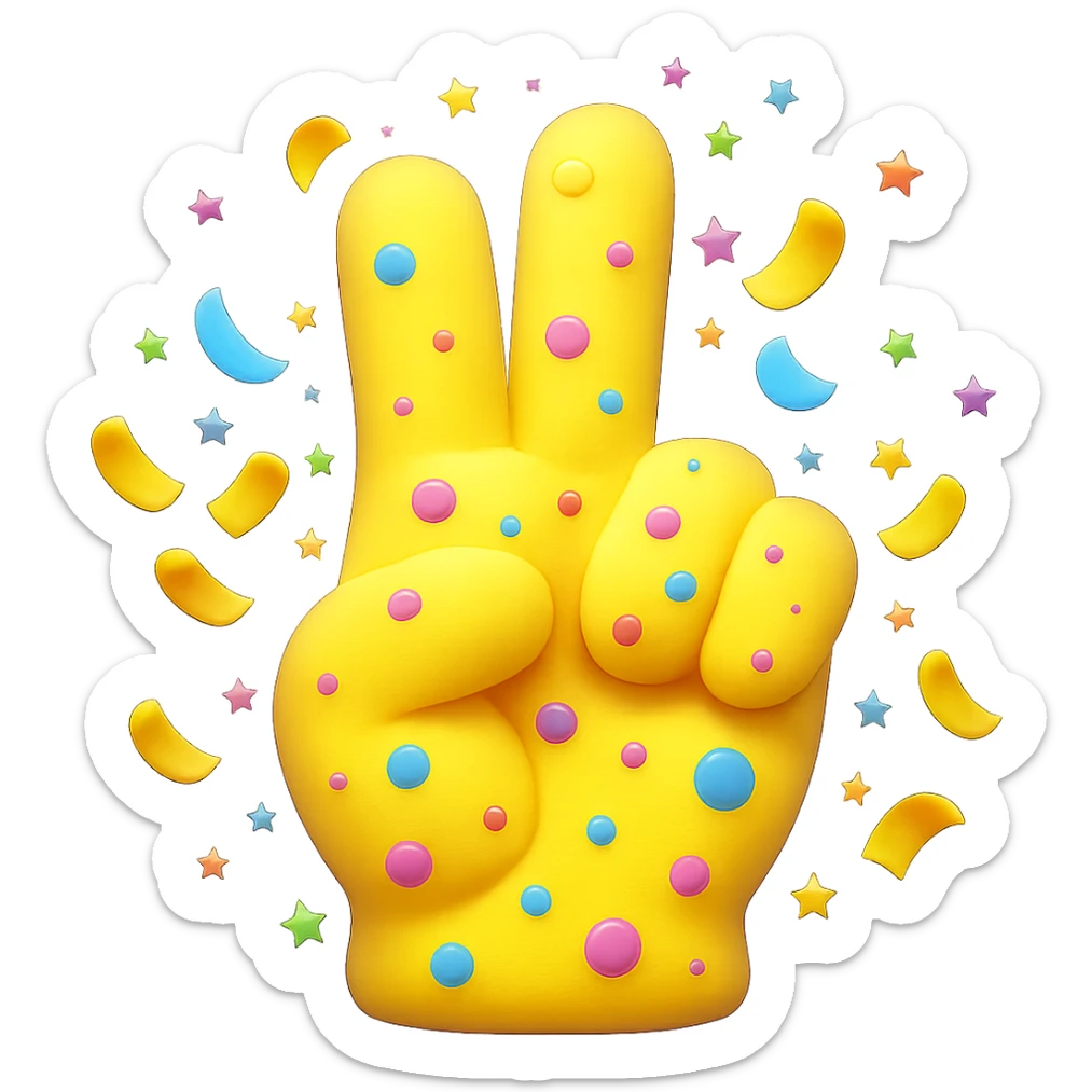 Make the foam finger look more puffy and soft in the style of emoji. Keep the transparent background. sticker