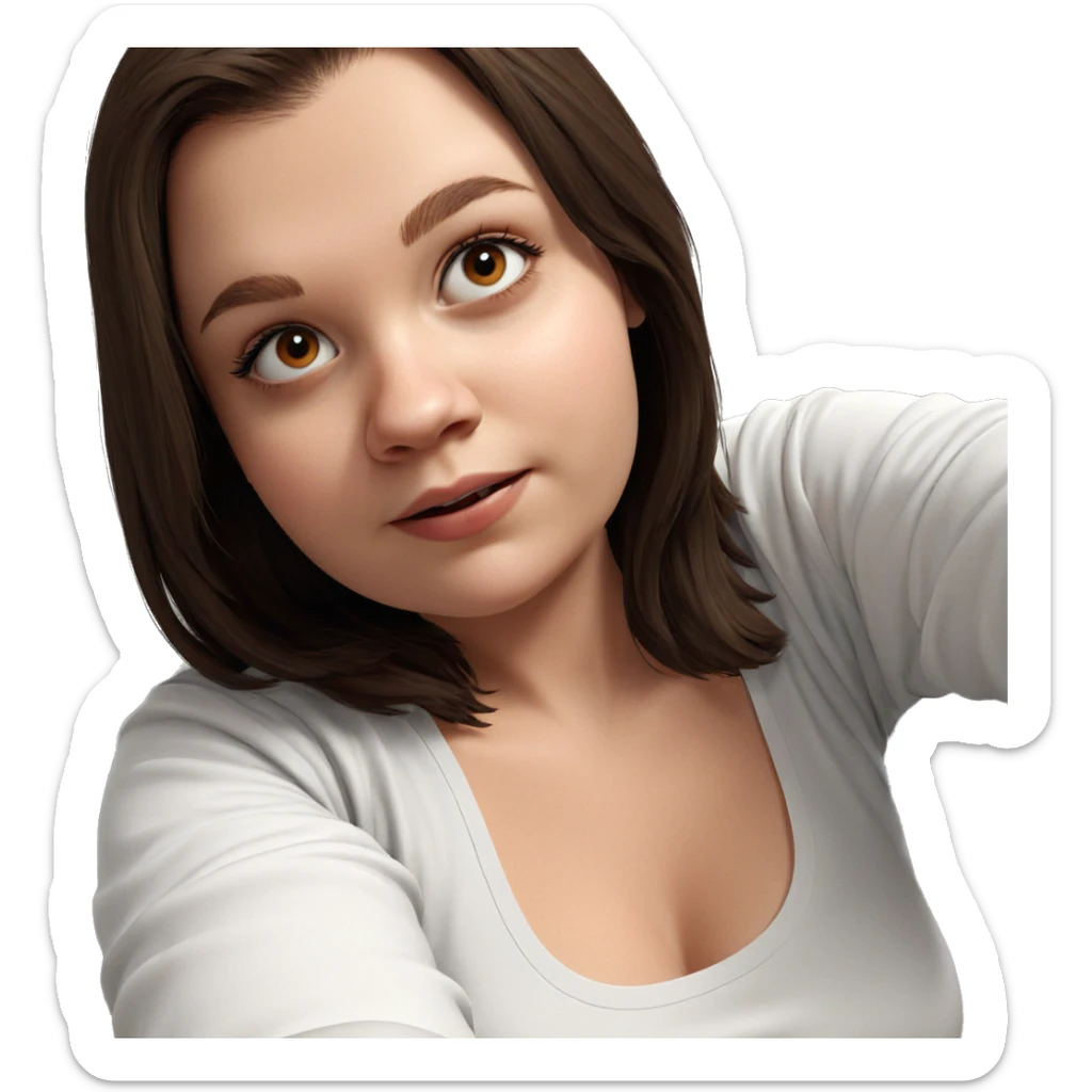 brown-haired girl in white shirt sticker