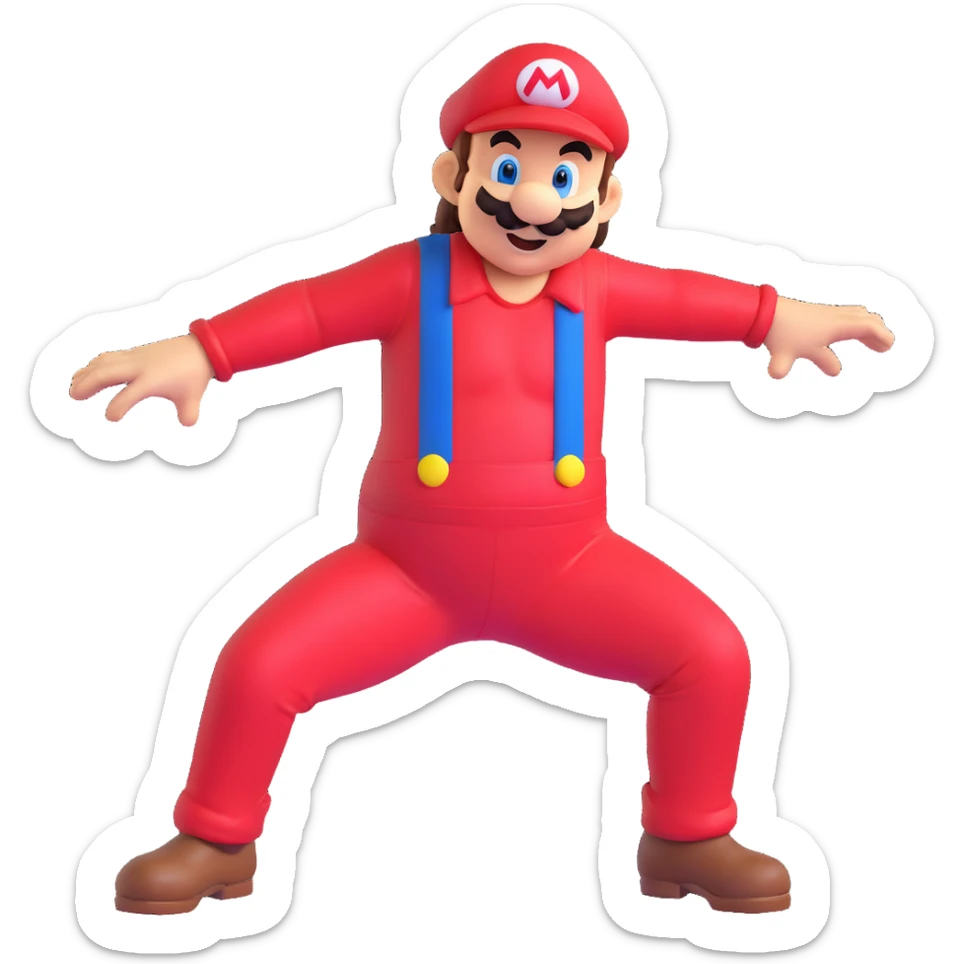 animated emote of a man resembling the reference photo, dressed as Mario, twerking sticker