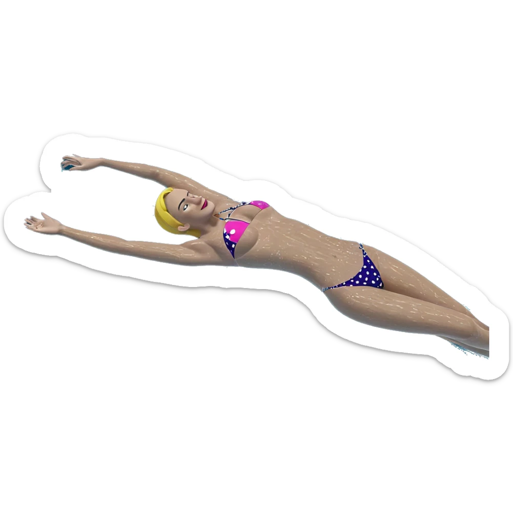 girl in bikini swimming afloat sticker
