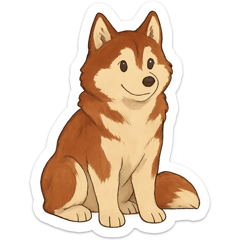 cute red-brown siberian husky sitting sticker