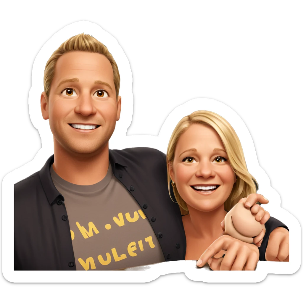 smiling couple in realistic setting sticker