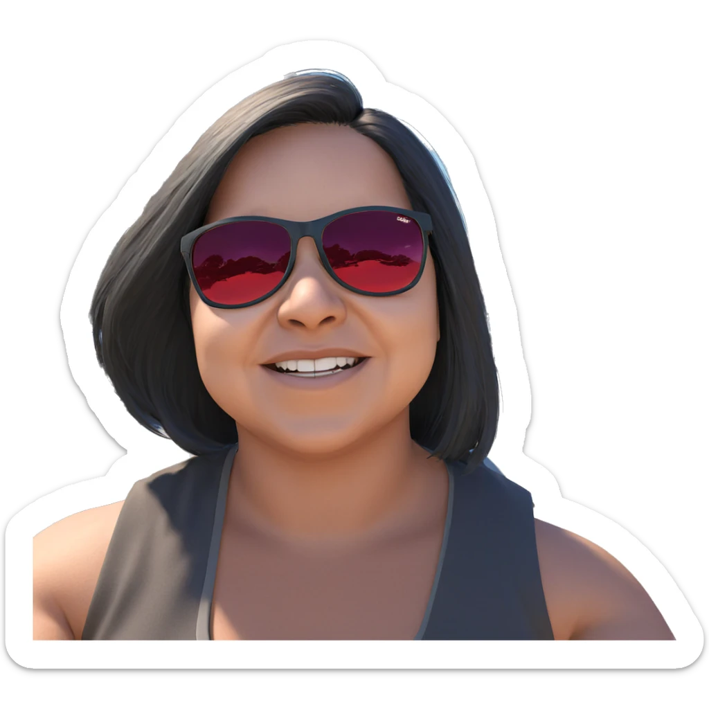 girl with car under sky sticker