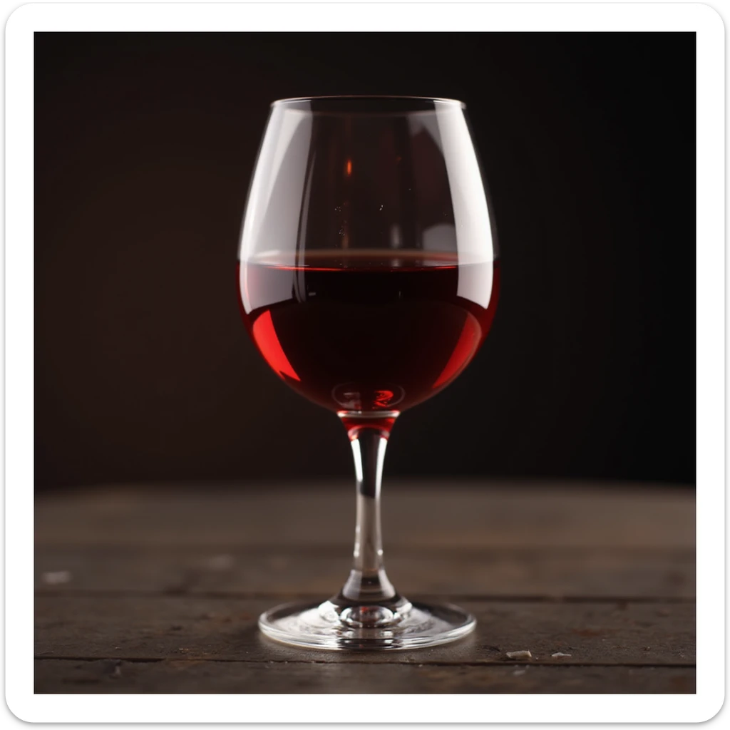 realistic glass of red wine, photorealistic style, transparent background sticker