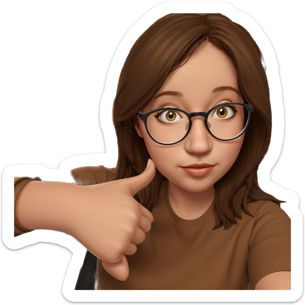 brown-haired girl with glasses sticker
