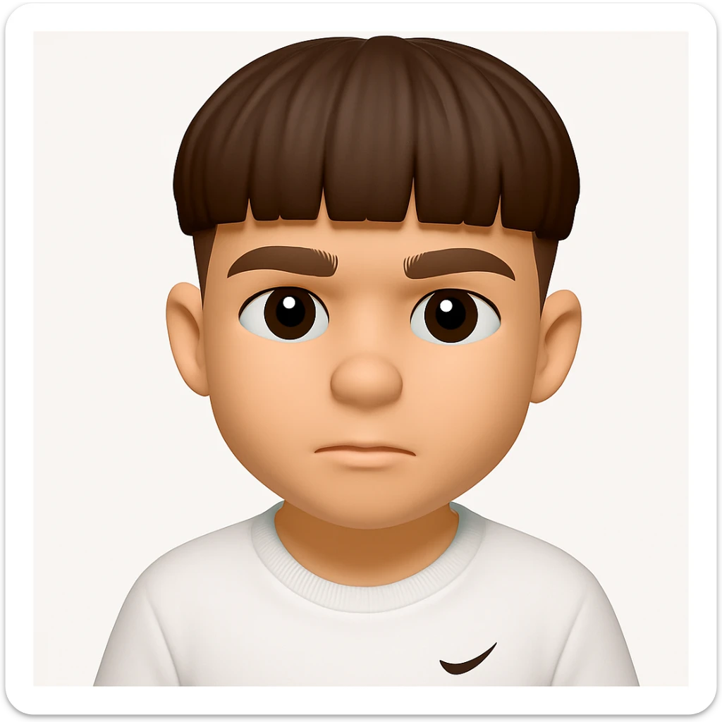 Convert this photo to a 3D emoji in Apple style, keeping the clothes as they are. The style should resemble Apple's emoji style but with a 3D emoji look. sticker