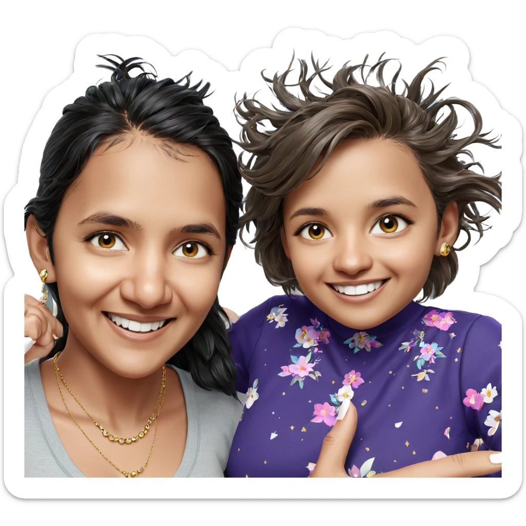 smiling girls with jewelry sticker