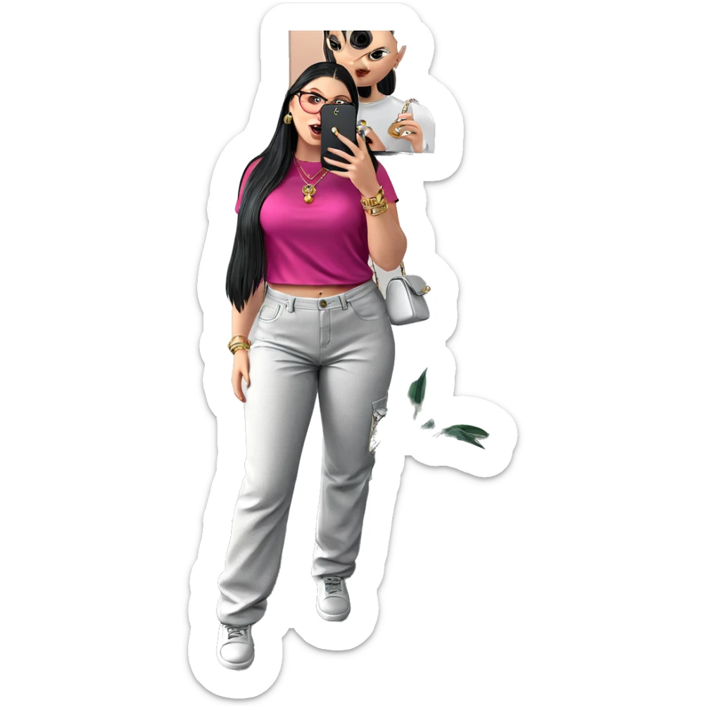 girl with jewelry and phone sticker