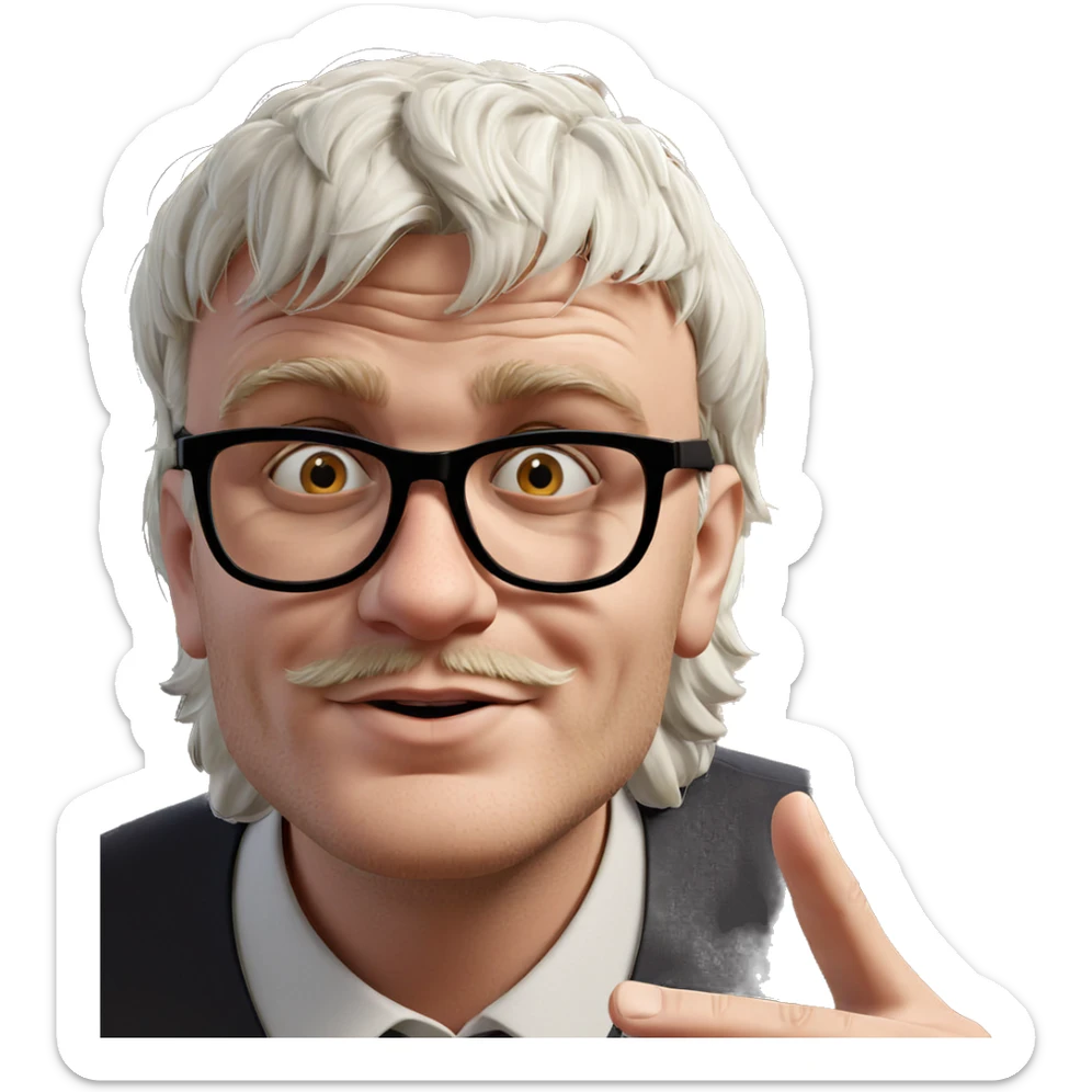 wise old man with glasses sticker