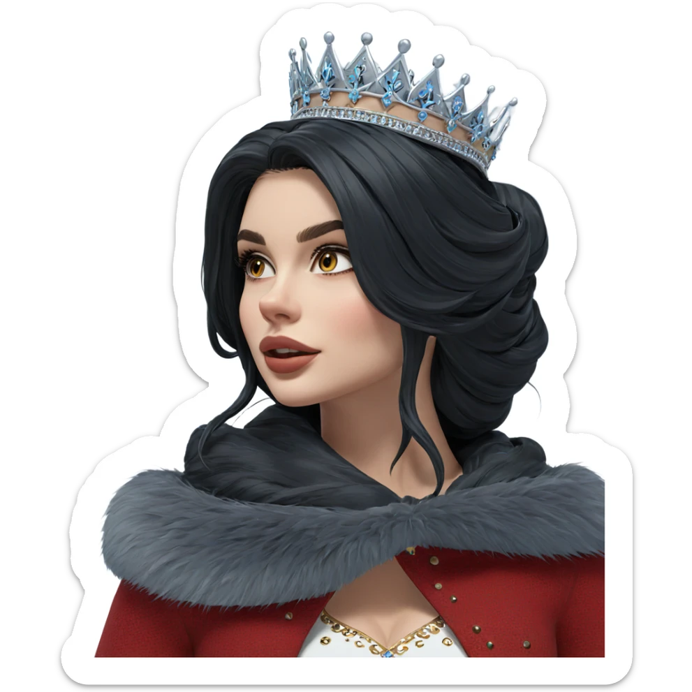 winter queen with crown sticker