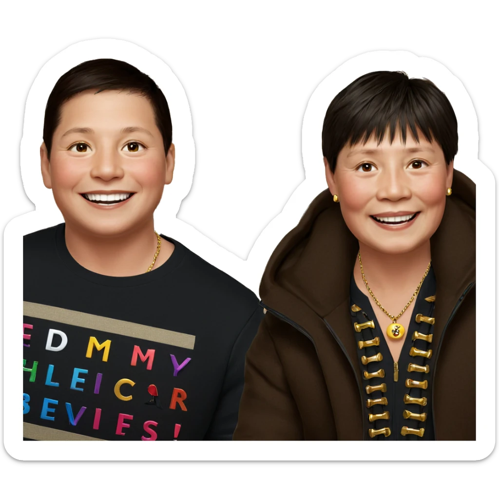 boys with smiles and jewelry sticker