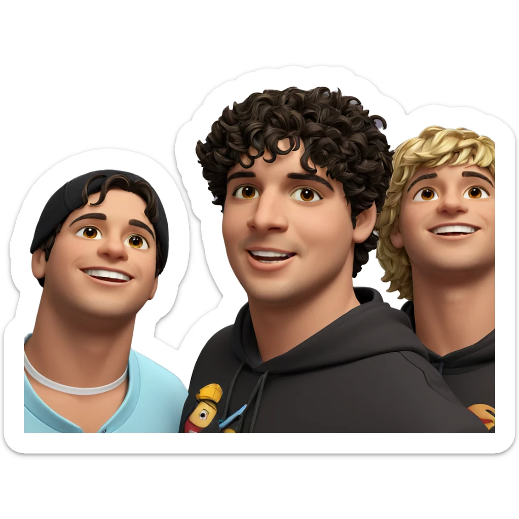 boys smiling in hoodies sticker