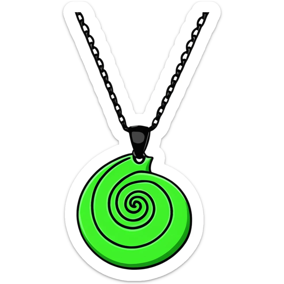 Moana's necklace with heart of Te Fiti green spiral stone sticker