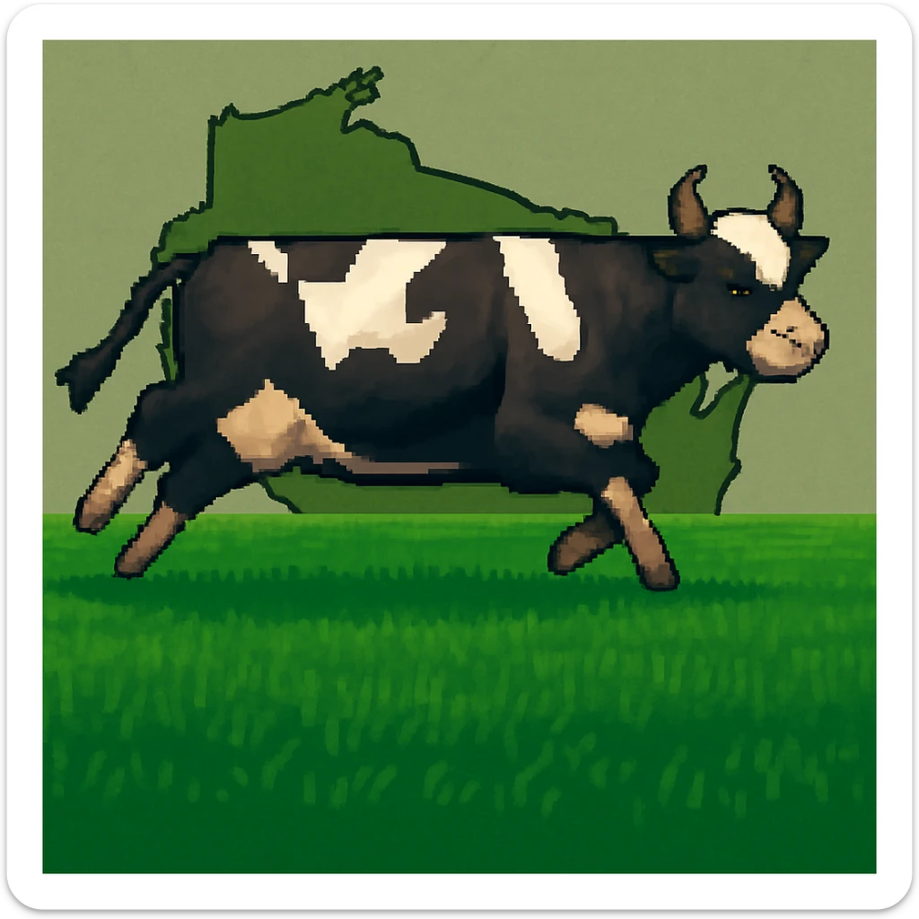 Add the outline of the state of Wisconsin in the background behind the cow and grass field sticker