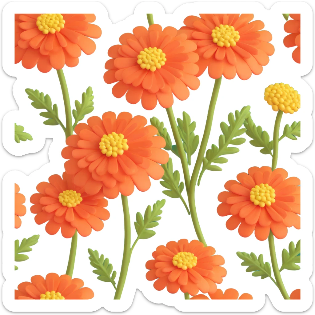 Enhance the 3D iOS cartoon style yarrow flower to be even more voluminous and dimensional, with exaggerated rounded forms and extra depth. Maintain the playful, natural look without any faces or smiles. sticker
