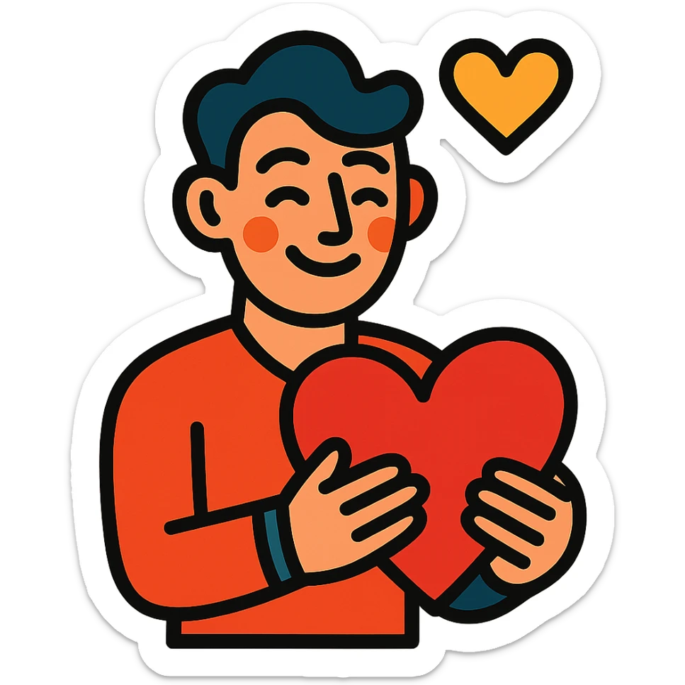 a lover with a heart sticker